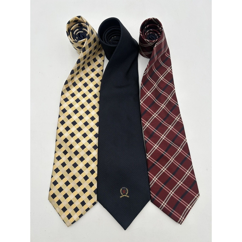 Tommy Hilfiger 100% Italian‎ Silk Men's Neck Tie Made In USA Lot of 3